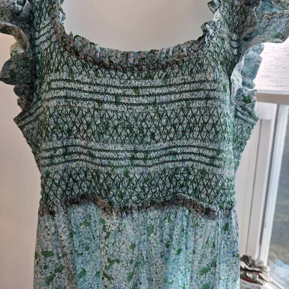 Tuckernuck Seafoam Green Floral Smocked Maxi Dress Preppy Cottage - Picture 4 of 7